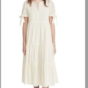 Madewell Tie Sleeve Tiered Midi Dress Swiss Dot  Size Small